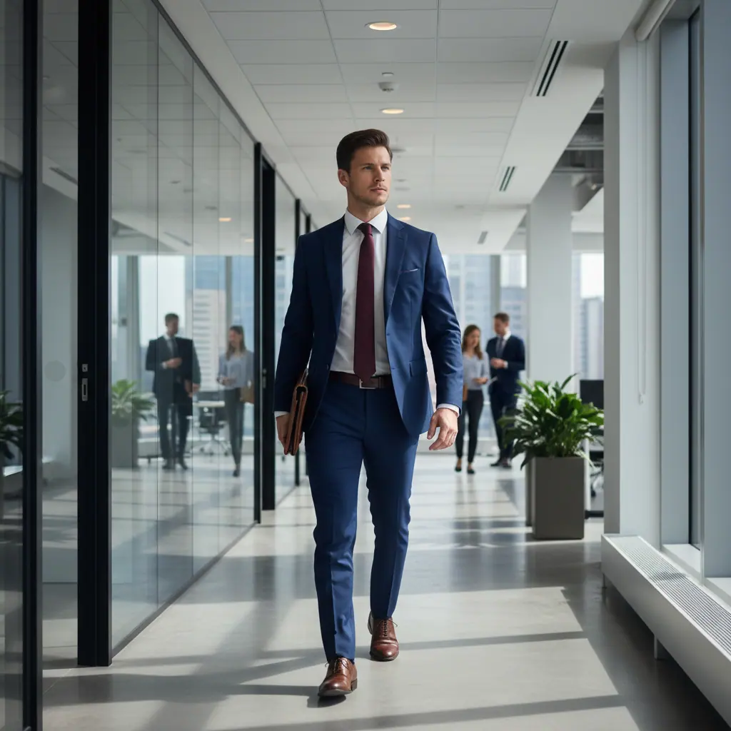 Détails d'une tenue de candidat femme : escarpins noirs en cuir, sac structuré, montre fine et bracelet en cuir sur un bureau de marbre