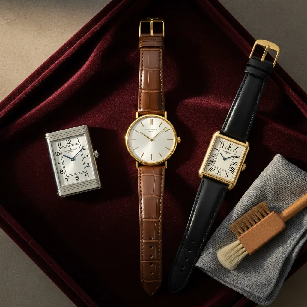 Trois montres habillées extra-plates présentées en boîte d'écrin, cadrans argent guilloché