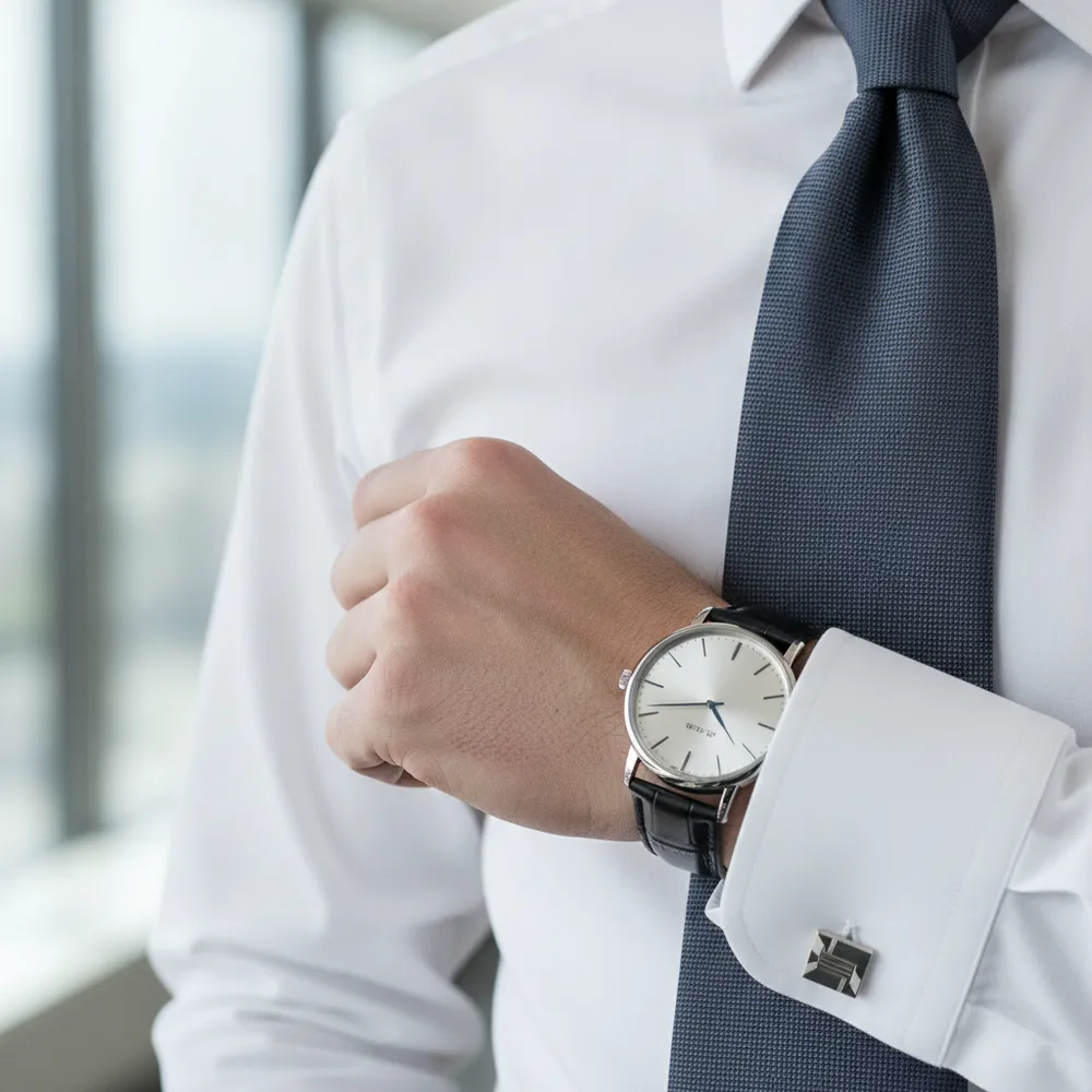 Détail d'une tenue professionnelle sobre pour un entretien